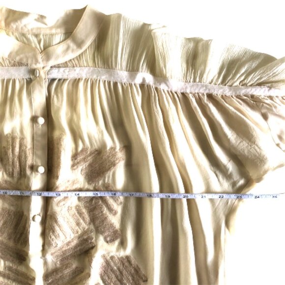 Sachin + Babi 100% silk applique ivory/cream ruched sleeves tunic top - Picture 8 of 16